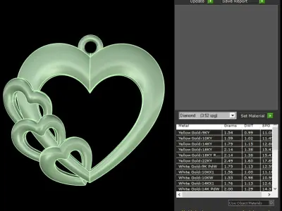 light weight yellow gold diamond pendent -DOC-P8233 3D print model