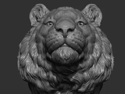 Tiger head  bust 3D print model