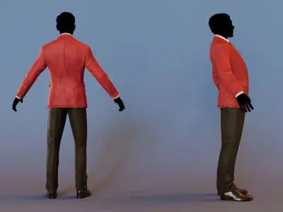 Men Pans with Shirt Blazer and Shoes Vest Velvet Red Low-poly 3D model