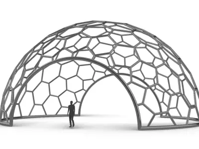 Hexagonal Dome structure Geodesic Like Wireframe Design V2 3D model