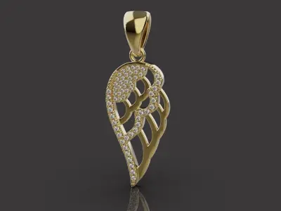 Diamond angel wing pendant necklace 0079 3D print model