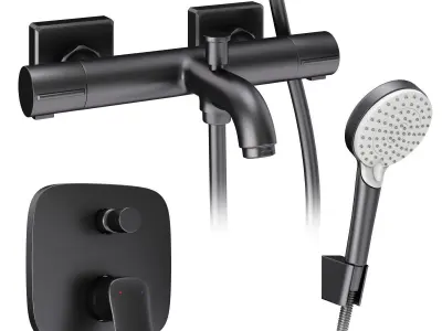 Faucets and shower systems Hansgrohe black set 169 3D model