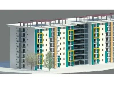 Building Apartment Site Revit Project Model 3D model