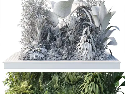 Garden plants set in a box - outdoor set 161 Low-poly 3D model