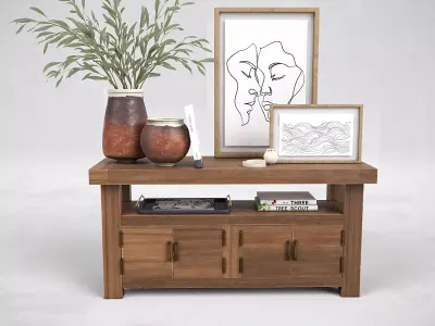 Reed Media Console 50 inch Crate and Barrel Living Room Table C Low-poly 3D model