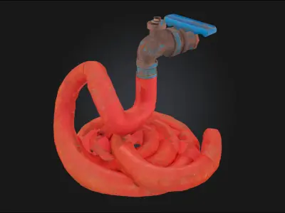 Coiled Connection Flexible Hose Detail 3D model