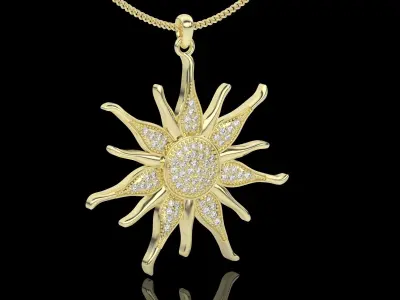 Jewelry fashion pendant sun pendant silver gold 3D print model