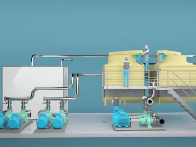 Multisection centrifugal water pump 3D model