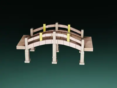 Rock and wood bridges Low-poly 3D model