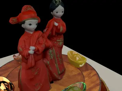 Chinese display stand with wedding couple  3D model