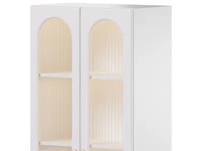 Cabinet Included White Closed Back Wooden Standard Bookcase 3 3D model