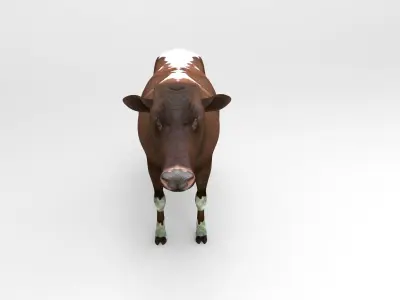 3D Cow Rigged game ready low poly model Low-poly 3D model