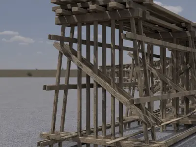 Wooden trestle PBR 4-8K Low-poly 3D model