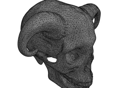 Demonic Horned Skull Low-poly 3D model