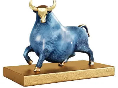 Brass Lucky Bull Statue 3D model