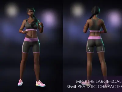 Streetwear Girl 2-17 - Sportswear Girls Pack Game-Ready Low-poly 3D model