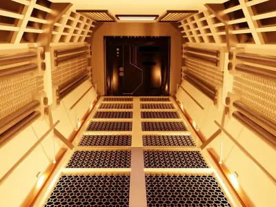 Kubricks Sci-fi corridor Free 3D model