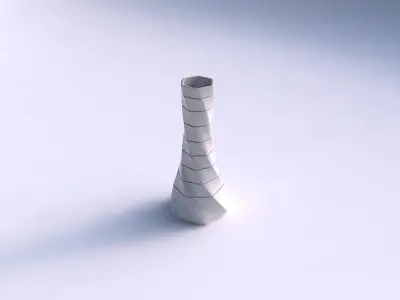 Vase twisted squeezed hexagon with hard horizontal dents 3D print model