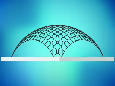 Dome octagonal pattern wire frame structure Low-poly 3D model