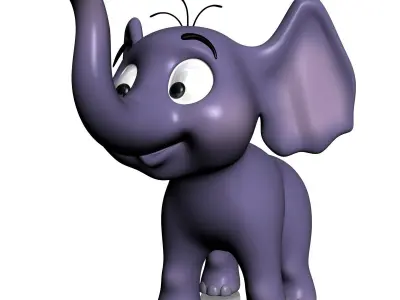 Cartoon baby elephant RIGGED Low-poly 3D model