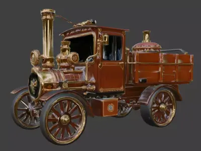 Steampunk Heavy Industrial Cargo Truck 3D Model Low-poly 3D model
