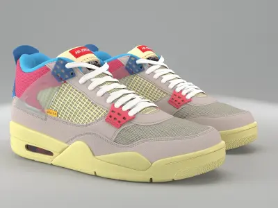 Air Jordan 4 Retro Union LA Guava Ice PBR Low-poly 3D model