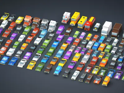 Low Poly Cars Pack - 3D Game Kit Low-poly 3D model
