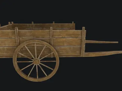 Old Wooden Cart   Low-poly 3D model