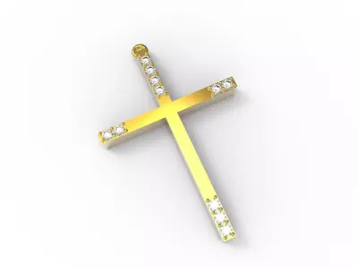G0455 gold cross with diamonds Free 3D print model