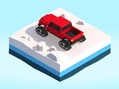 Cartoon Low Poly Snow Jeep Vehicle Low-poly 3D model