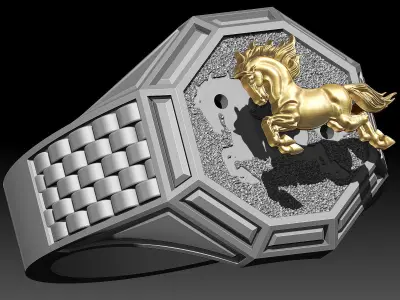 Horse Man Ring silver gold printable jewelry 3D print model