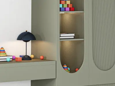 Furniture for children cupboard with toys and decor 02 3D model