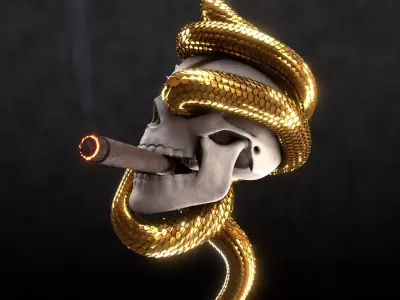 Solid snake skull Charm sculpt 3d printable  3D print model