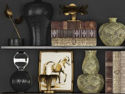 Decoration set 5 living room shelf 3D model