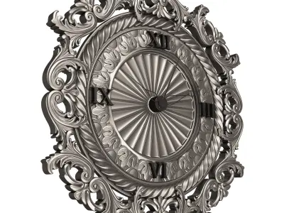 Classic Wall Clock 019 Chrome Low-poly 3D model