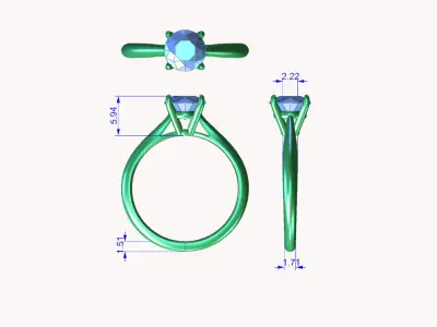 cr-014 solitaire diamond engagement ring gold 3D print model