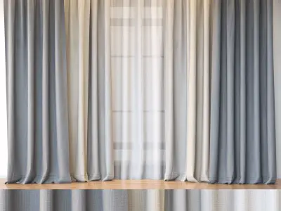 Minimalistic Curtain With 4K Textures 3D model