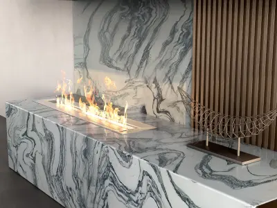 Decorated Wall With Fireplace 3D model