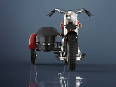 Motorcycle harley-davidson with sidecar 3D model