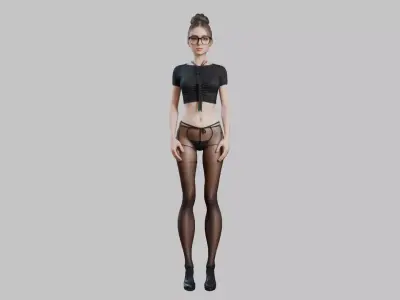 Photorealistic hot girl Low-poly 3D model