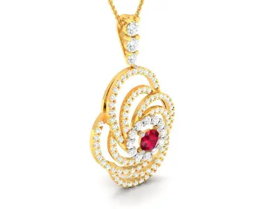 Solitaire Women Pendant 3DM STL OBJ FBX Render Details 3D print model 7