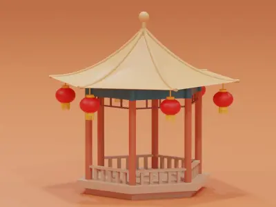 Cartoon Chinese Pavilion 3D model
