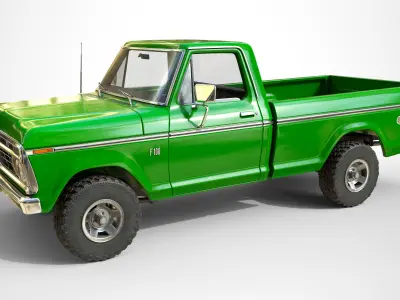 Ford Classic F100 pickup 1976 New Green Low-poly 3D model