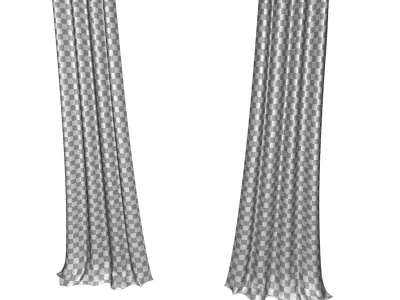 Linen Grommet Single Curtain Panel - 3 Colour 3D model