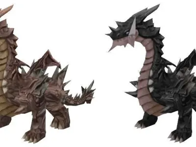 A Brown Dragon Rigged 3D model