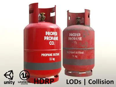 Gas Cylinder 11 kg Red - Clean and Dirty Low-poly 3D model