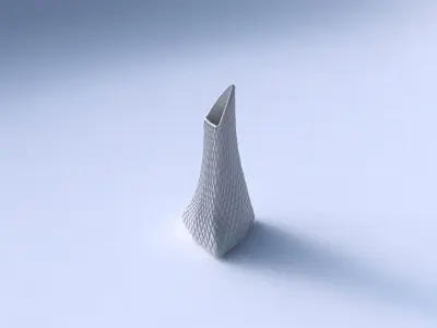 Vase grounded tipping triangle with diagonal grid bulges 3D print model purchase