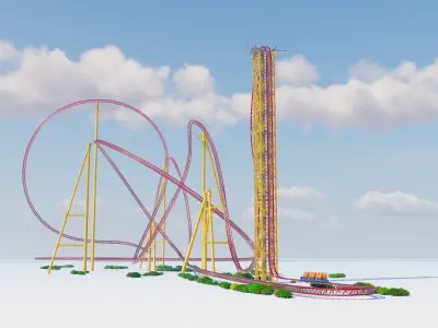 Modern roller coaster track 3D model