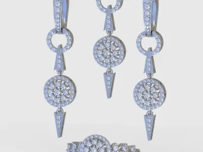 Ring Earring and Pendant Set 3D printable model 0086 3D Model Pack