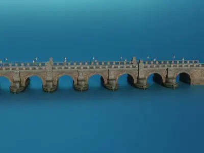 Brick Bridge Low-poly PBR Low-poly 3D model